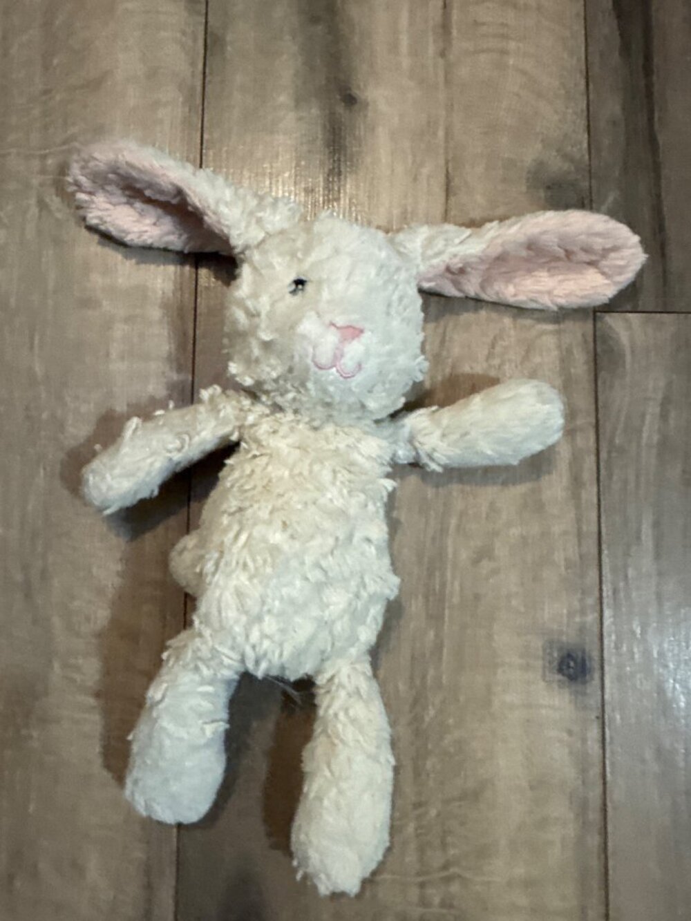 Mary Meyer Putty Beige Bunny Plush Toy 11" Stuffed Animal With Pink Ears